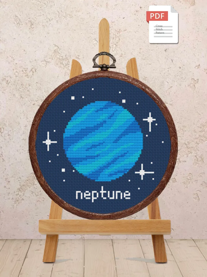 Neptune Cross Stitch Pattern, Planets Cross Stitch Pattern, Neptune Pattern, Space Cross Stitch Pattern, Solar System Patterns #spc008
