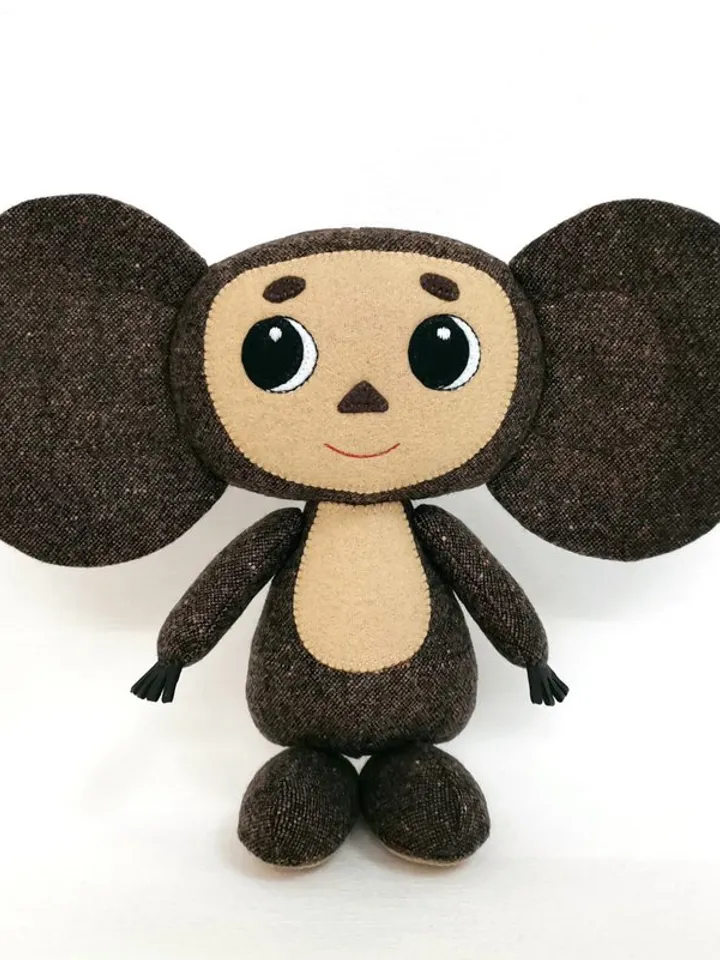 Cheburashka soft doll, handmade wool stuffed toy, plush Cheburashka