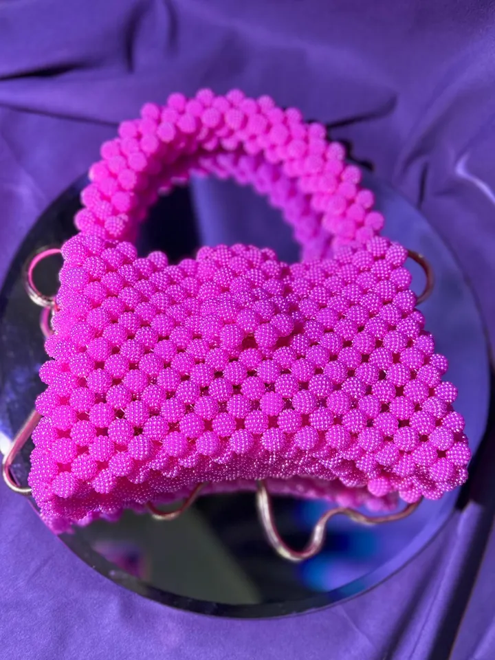 Beaded bag weave pattern PDF and video tutorial, small crystal handbag, bridesmaid purse, woven crossbody, top handle, mini tote pouch
