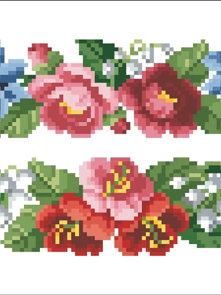 Antique Cross Stitch Pattern Two Flower Garlands Digital Download PDF