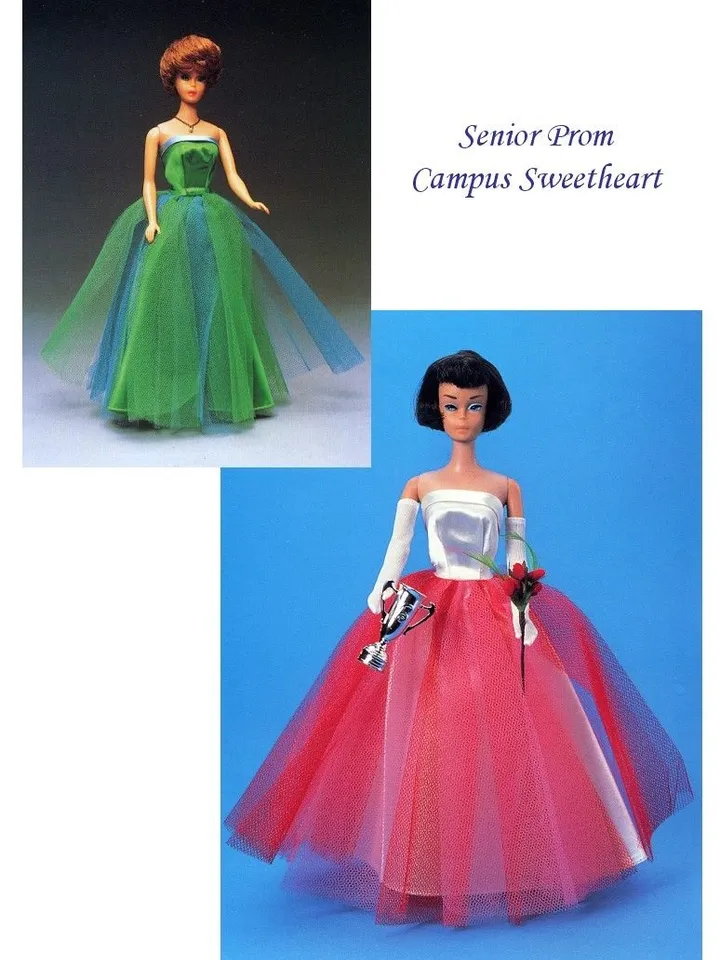 Vintage Barbie Sewing Pattern Senior Prom Campus Sweetheart Wardrobe Clothes for Dolls 11-1/2" Digital Download PDF