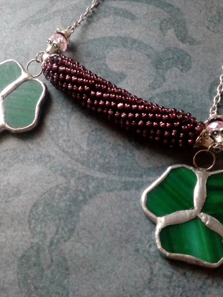 Shamrock necklace, st patricksday, Clover leaf, trefoil, St Patricks clover, Green trefoil, Irish necklace, st patrick