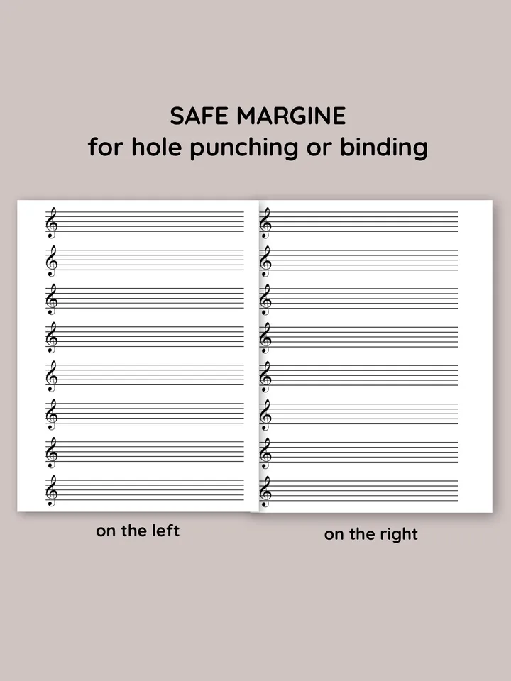 Kids printable sheet music. Sheet music with treble clef. Piano staff paper. Blank music paper. Learn piano.