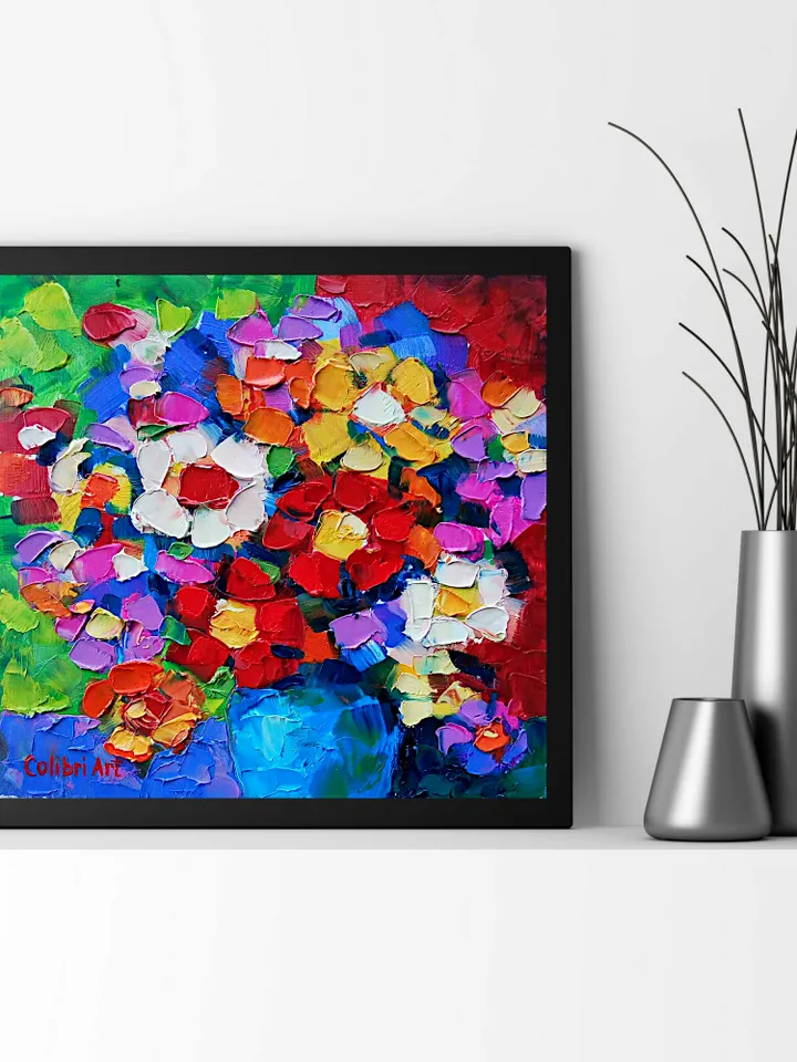 Daisy Painting Abstract Original Art Flower Painting Floral Colorful Small Art Rainbow Still Life 8"x 8" By Colibri Art