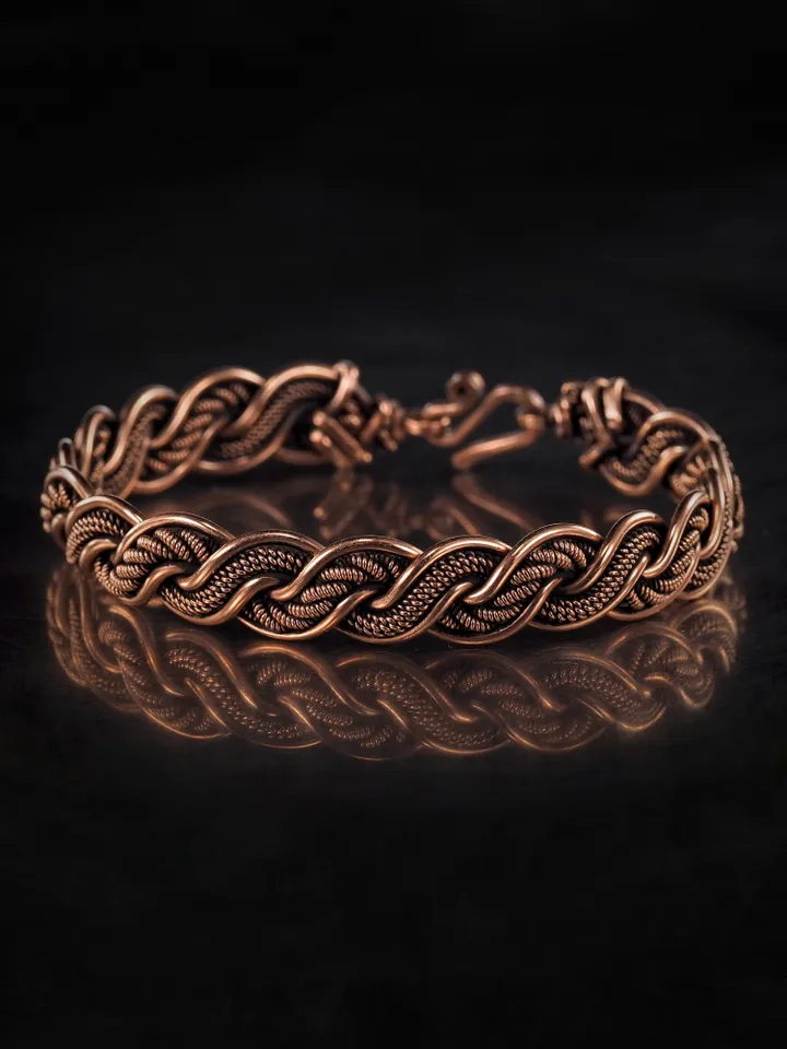 Woven copper wire bracelet Antique style handcrafted copper jewelry Unique gift