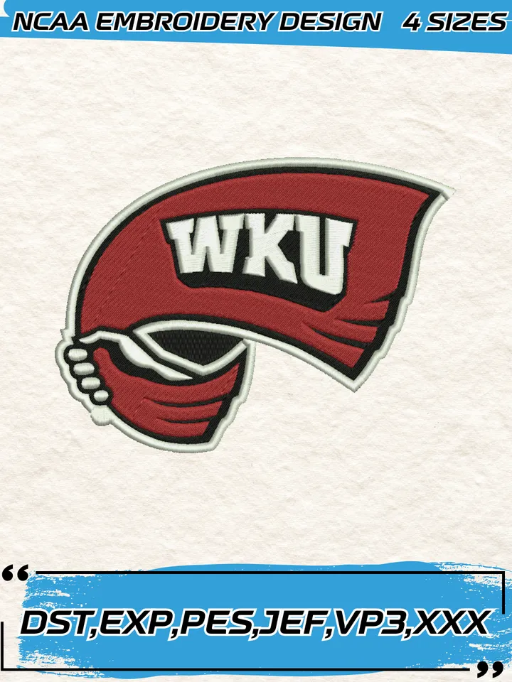 Western Kentucky Hilltoppers Embroidery Designs,NCAA Logo Embroidery Design,Machine Embroidery Design File,4 Sizes, Digital Download