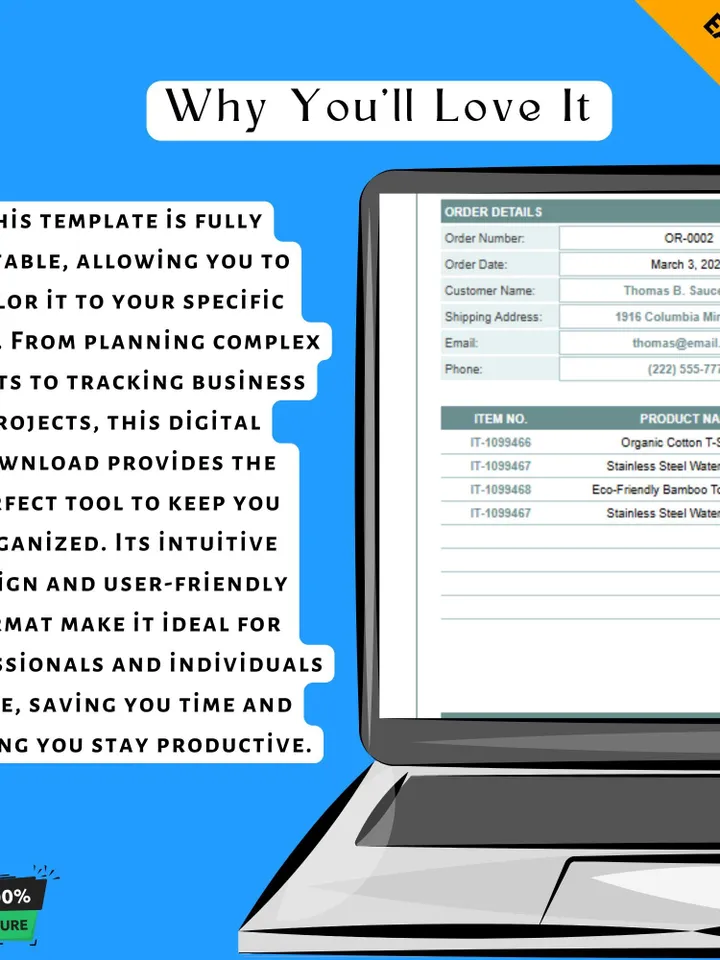 Online Store Packing Slip Template, Printable Shipping Invoice, Order Packing List, Google Sheets Template for E-commerce