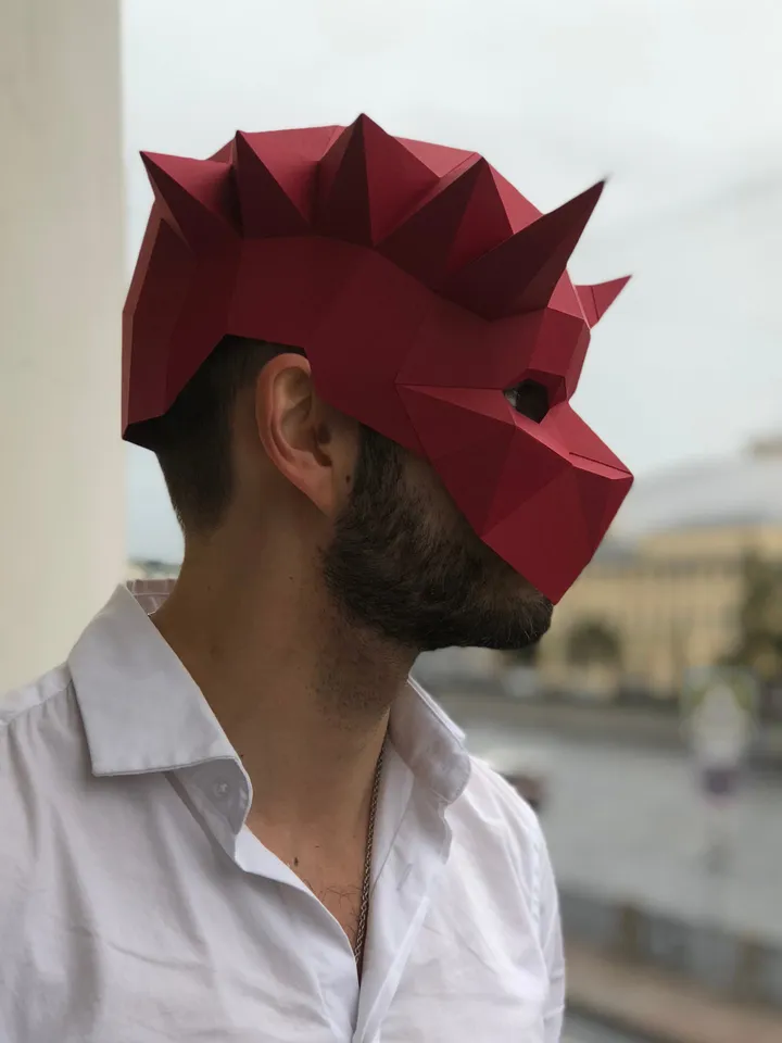 Horns Mask Papercraft, Digital Template, PDF Download, Gurko, 3D Low Poly Animal Mask, DIY Origami, Pepakura, Paper Mask, DIY Costume