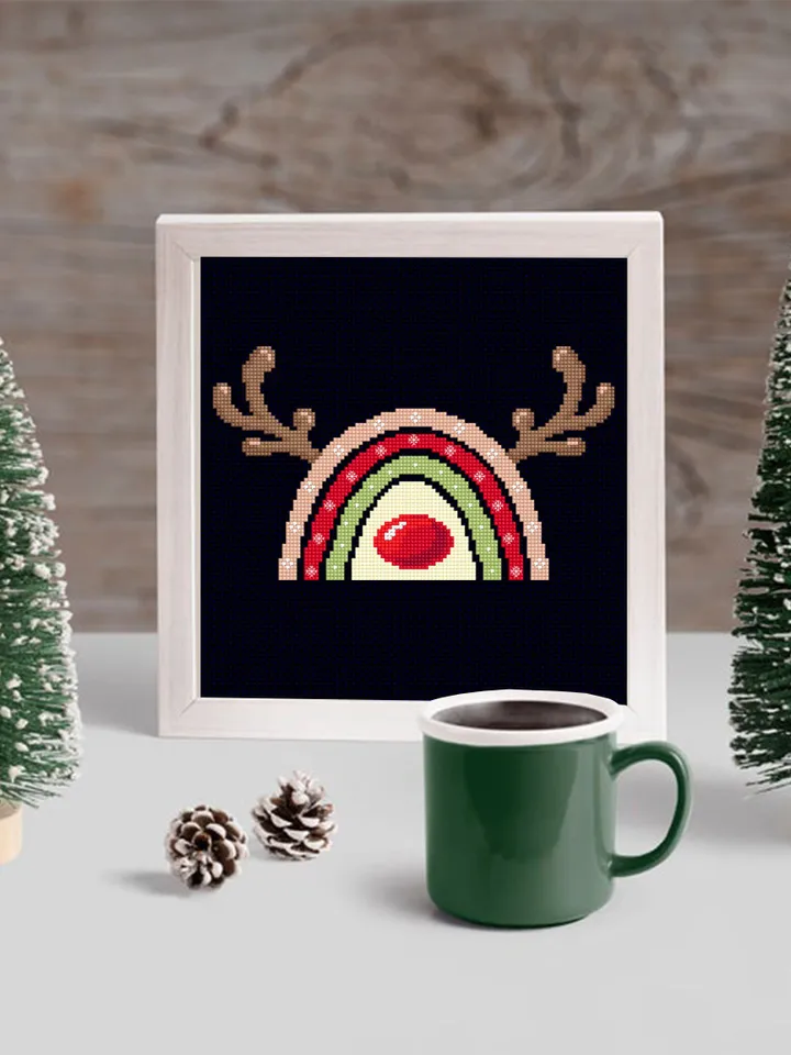 Christmas rainbow reindeer cross stitch pattern PDF download Rainbow cross stitch chart, Christmas pattern digital PDF, Deer antlers #N134
