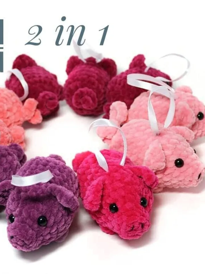 CROCHET PATTERN pig toy Cute Piglet toy Keychain pig toy Accessory for car Amigurumi tutorial PDF file