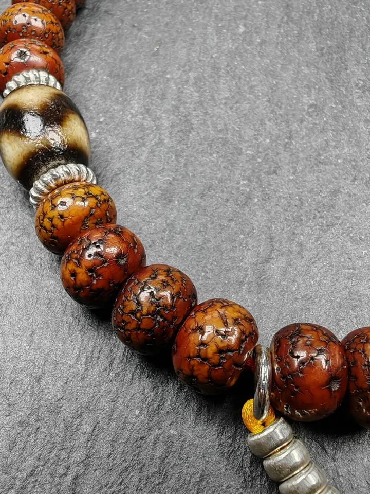 Gandhanra Authentic Tibetan Handhold Wrist Mala - 10mm Old Lotus Seed Beads Bracelet - Best Portable Buddhist Prayer Beads for Meditation
