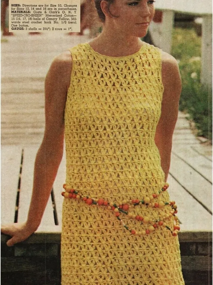 Dress Crochet Pattern - Women dress crochet, crochet pattern Shell Dress - Vintage Crochet Pattern - Instant Download
