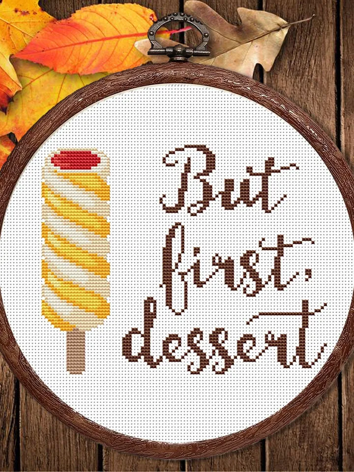 Set of 2 Ice Cream Cross Stitch Pattern, Kitchen Cross Stitch, Embroidery Ice Cream, Dessert Cross Stitch, Modern Cross Stitch #kt026