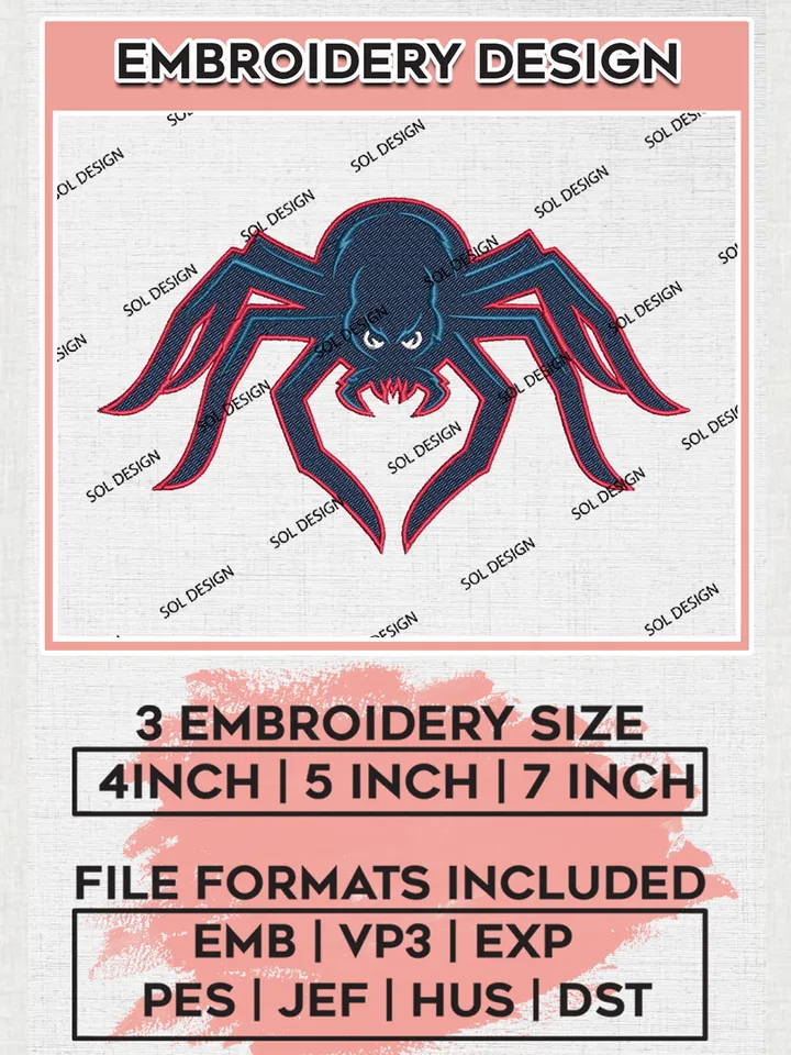 NCAA Richmond Spiders College Football Team Mascot Logo Embroidery Design Files, NCAA Richmond Spiders Machine Embroidery, NCAA Teams, 3 sizes, NCAA Machine embroidery designs, Digital Download