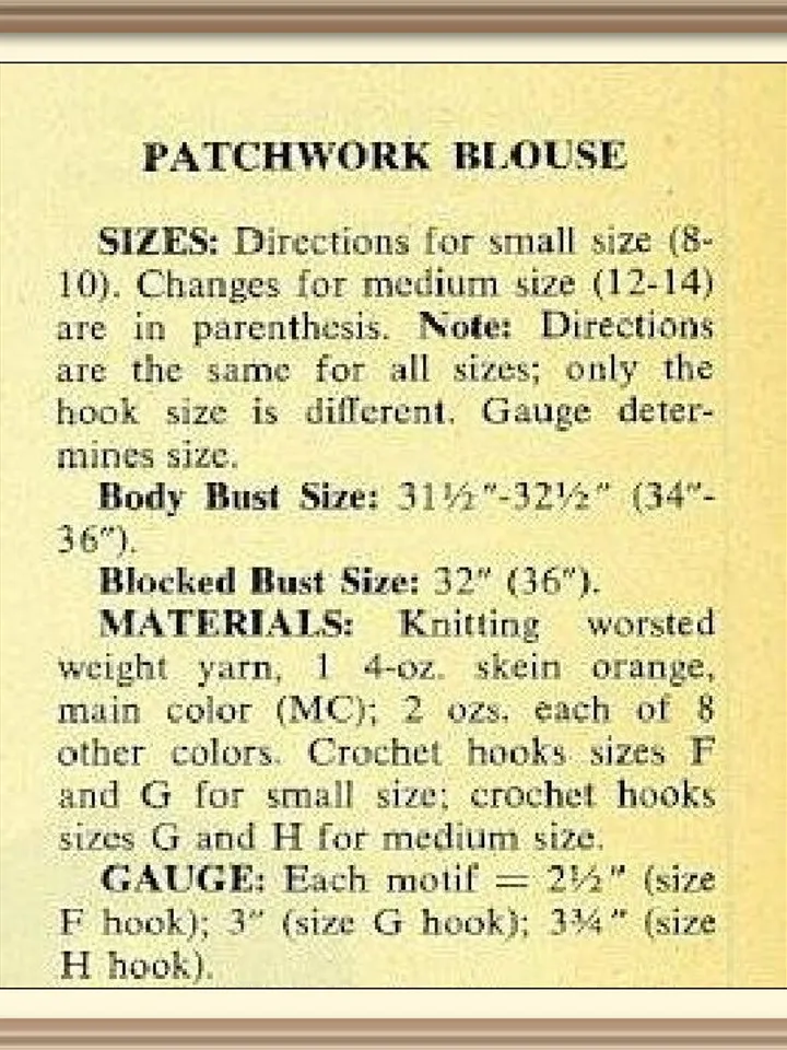 Vintage Crochet Pattern Patchwork Blouse Digital Download PDF