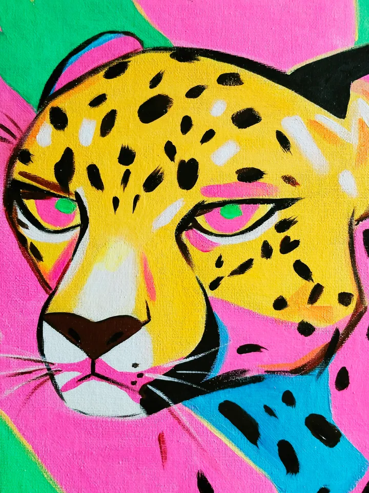 Neon Leopard Original Acrylic Painting
