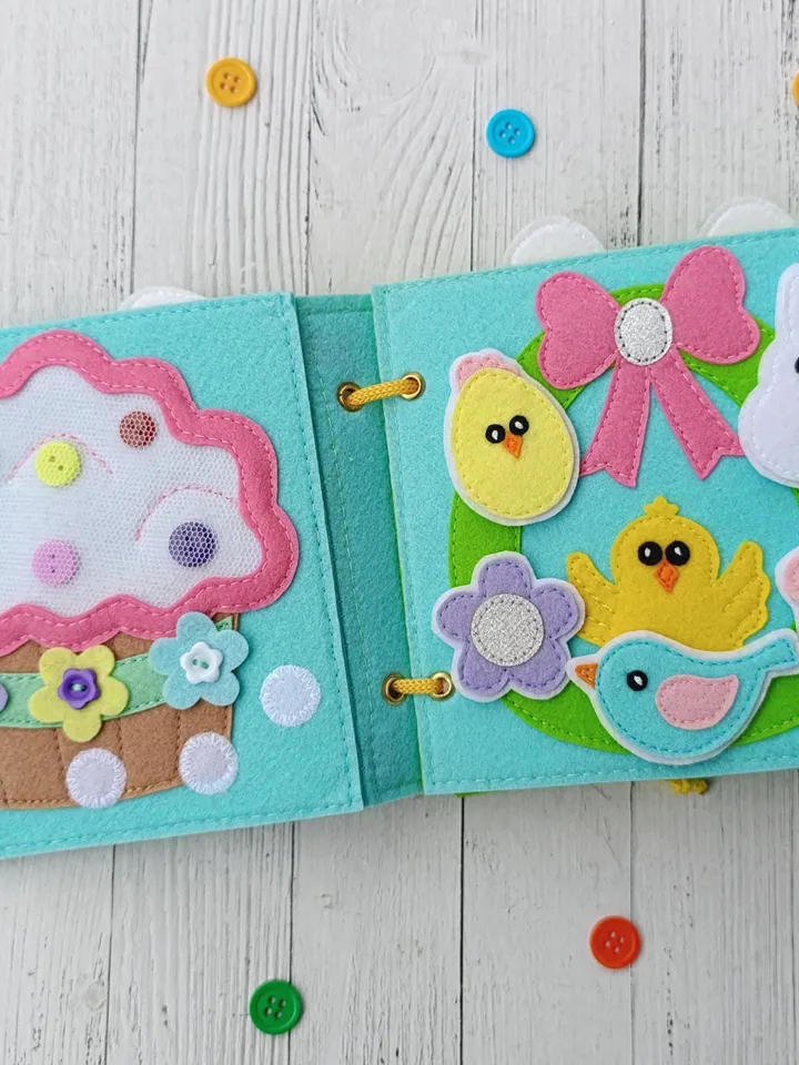 Easter Quiet book pattern PDF & Tutorial pages, Bunny Felt book pattern svg, Quiet book, Sensory toys, Pdf felt sewing pattern for toddler