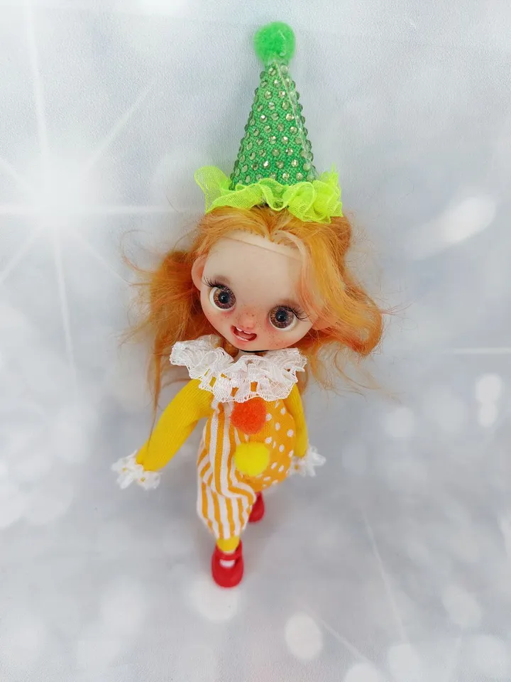 Funny Petite Blythe doll with ears. Baby with red hair.