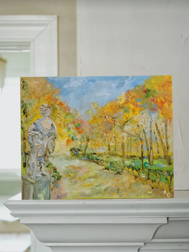 Oil painting on canvas "Autumn. Summer Garden" 40x30cm (16x12inch)