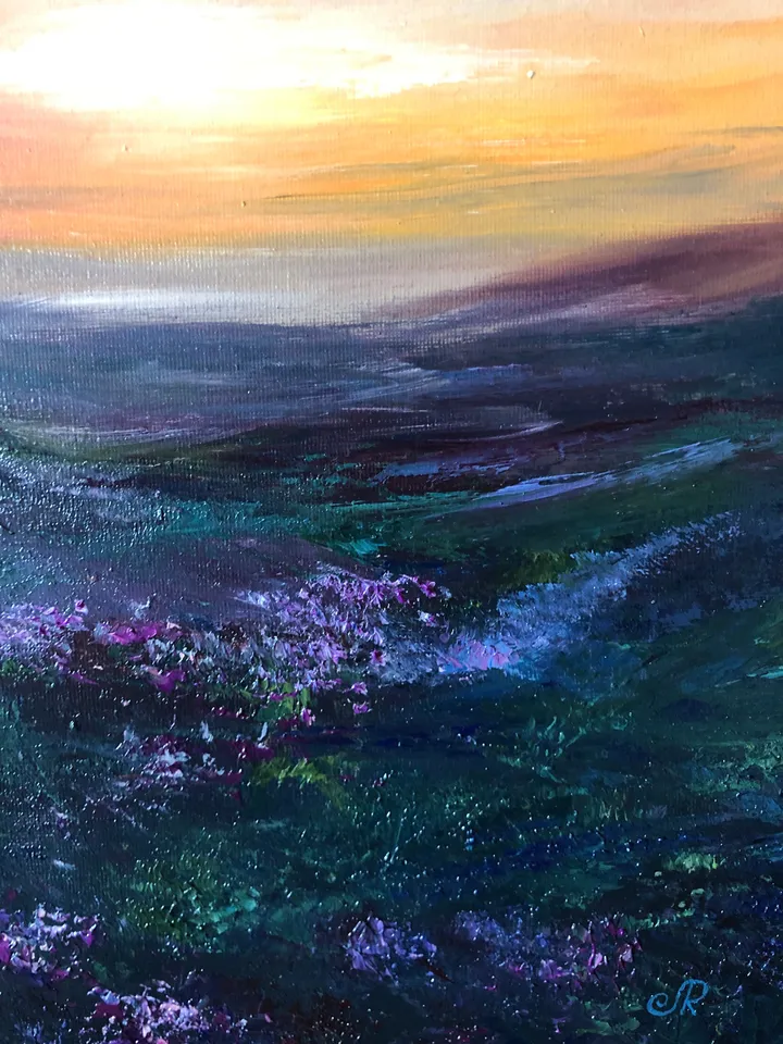 Abstract Painting Original Landscape Oil Painting Sunset Painting Meadow Painting