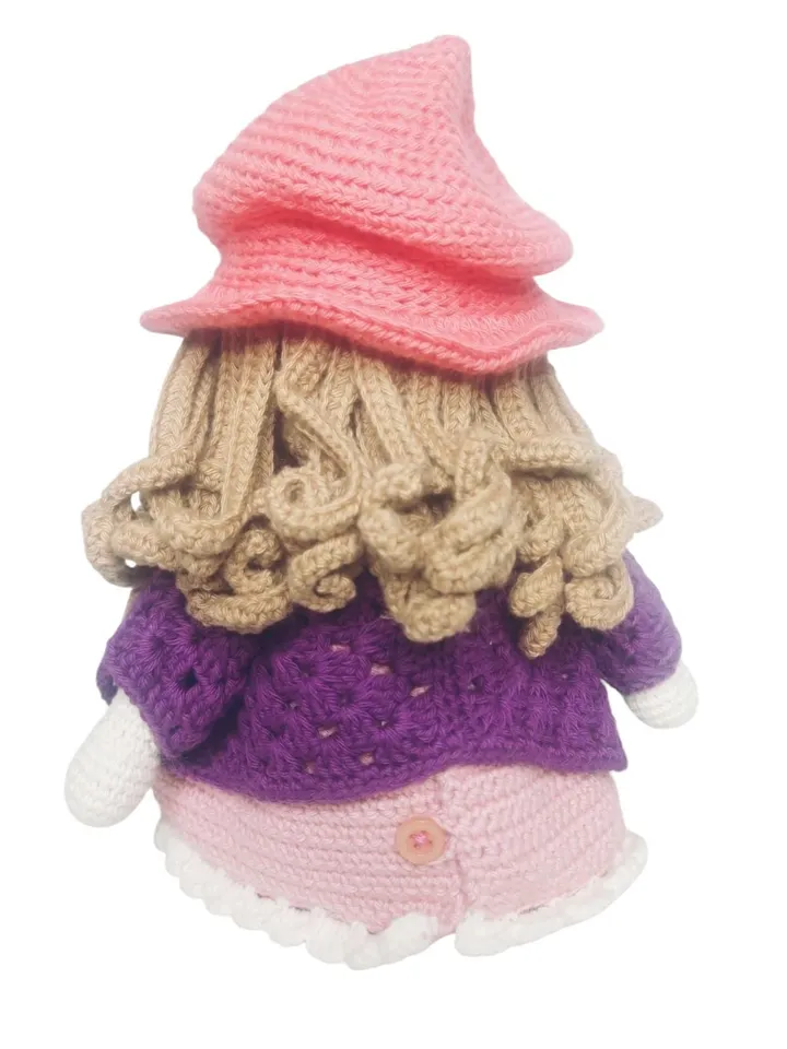 Martine Articulated Crochet Doll – 33 cm Handmade Amigurumi – Sewn Dress & Removable Hat – Cotton Yarn – Collectible Gift – Peru