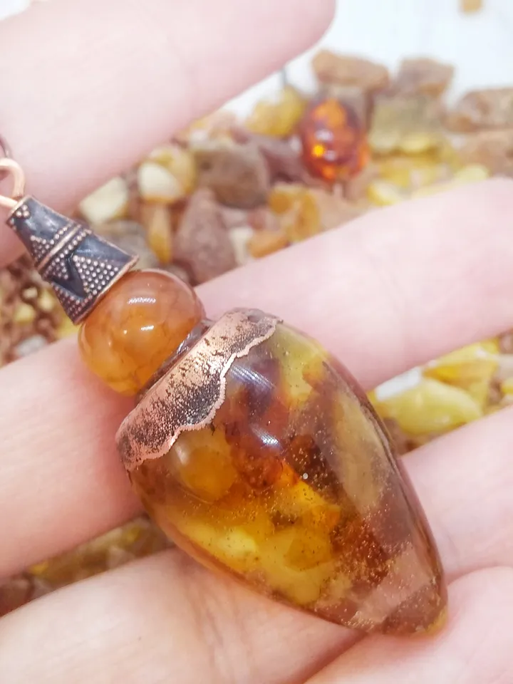 Amber pendulum necklace Divination dowsing tool Amber jewelry
