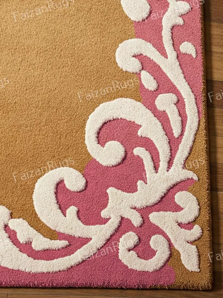 Buy Ornate border area rug, Floral rug, Handmade, Carving rug, hallway decor, Rug for livingroom, kitchen rug, Bedroom rug, 8x10 area rug.