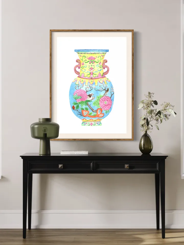 Chinoiserie Ginger Jar Vase Watercolor Painting Art Print Asian Wall Art Chinoiserie Chic Gift For Her Living Room Print Chinoiserie Art