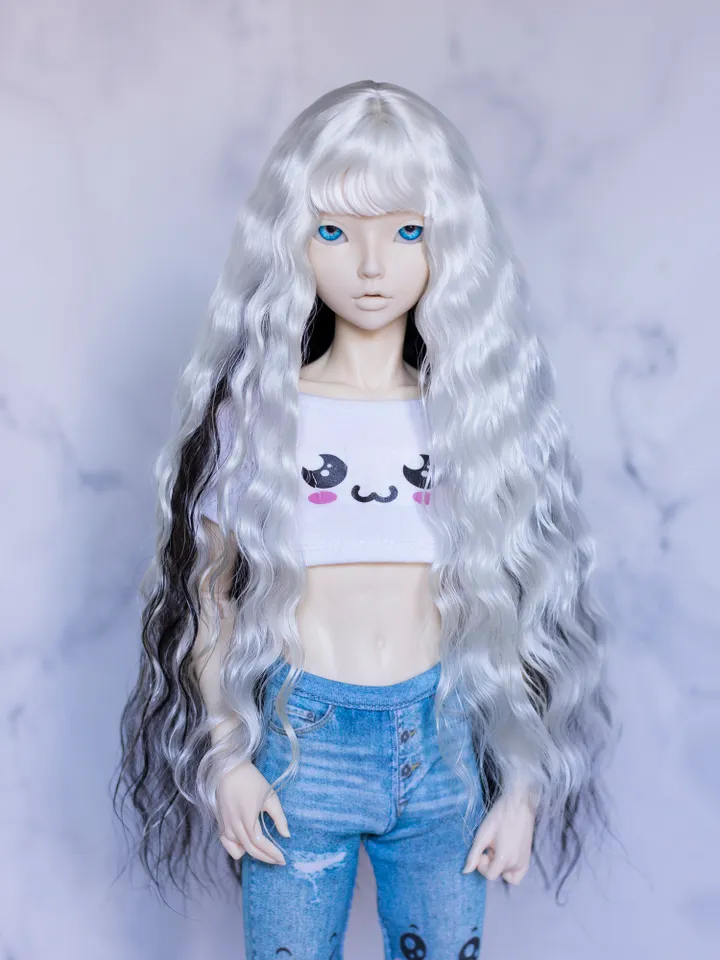 White&black angora wig for Minifee
