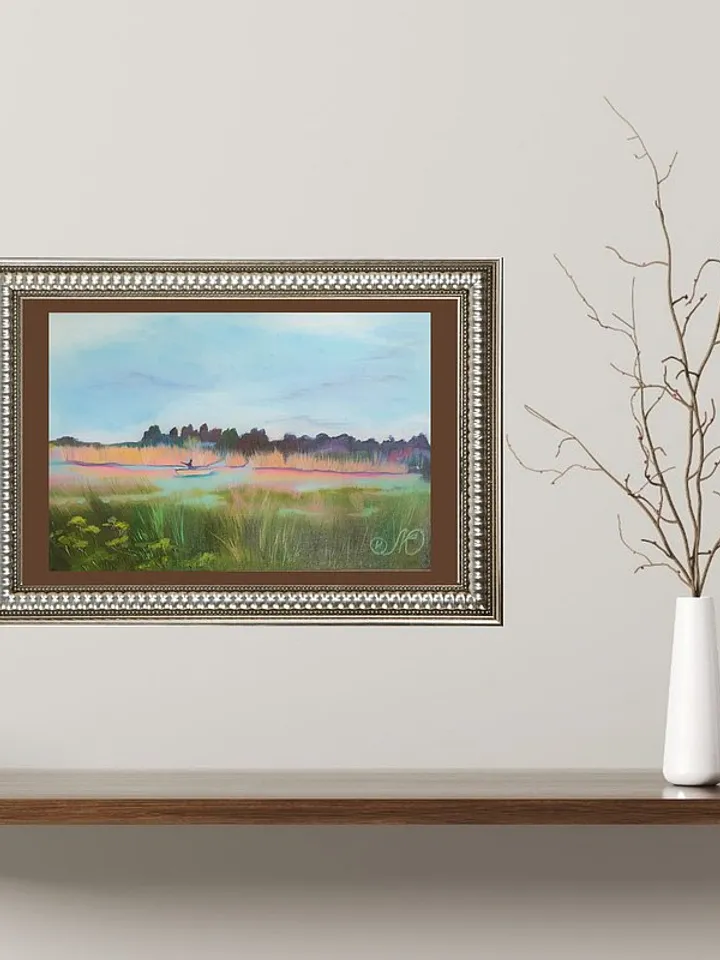 Marsh Painting Row Boat Original Art Low Country Wall Art Seascape Oil Painting