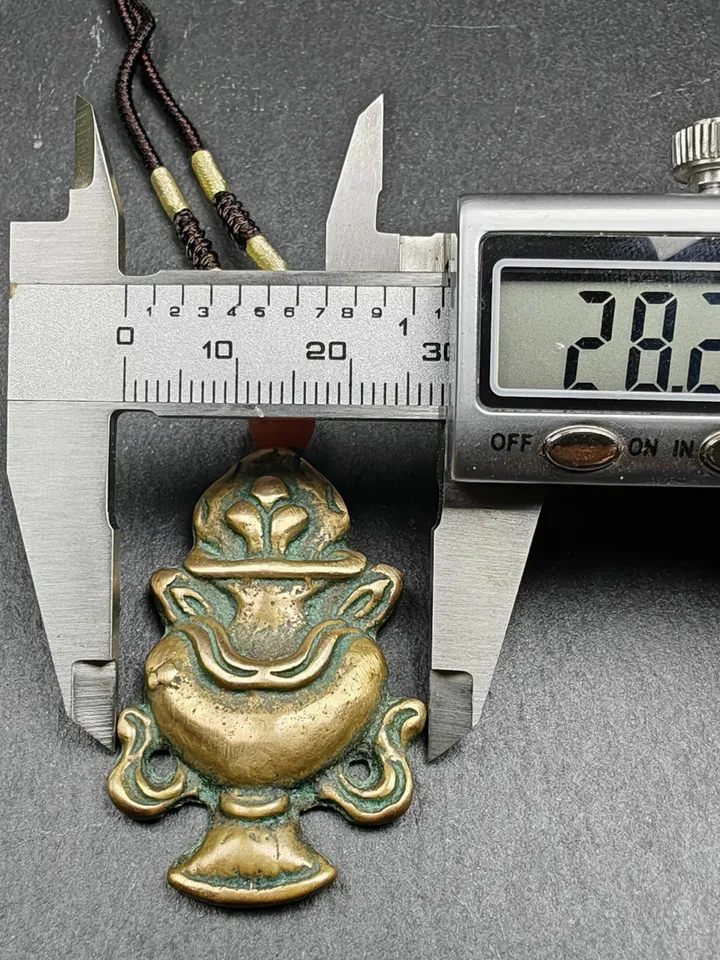 Gandhanra Handmade Tibetan Buddhist Amulet,Treasure Vase Badge, Good Furtune and wealth, Made of Lima Brass,Spiritual Gift