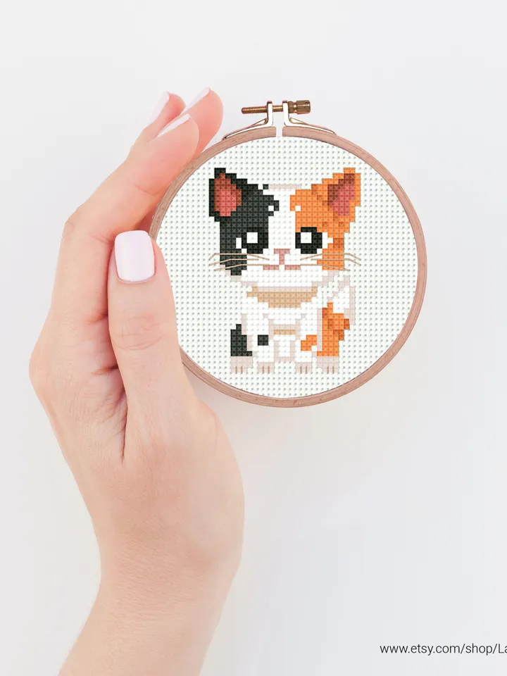 Bundle of 3 mini cute kitten Cross stitch patterns contemporary cats animals beginner counted modern chart gift DIY embroidery instant PDF