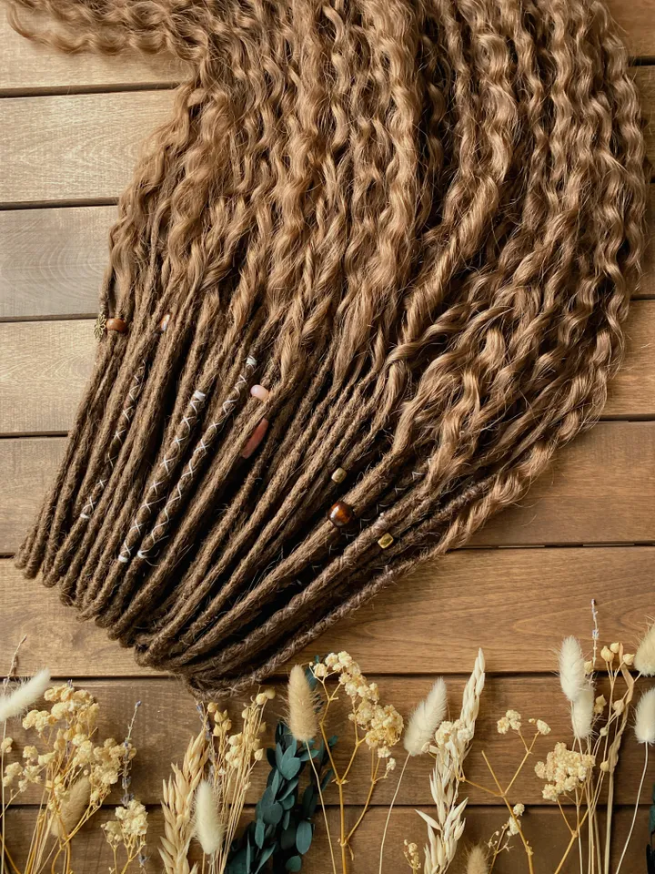 Brown synthetic crochet curly De dreadlocks Ready to Ship