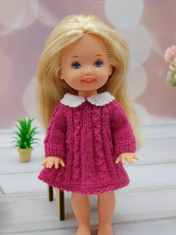 Knitted dress for Kelly doll