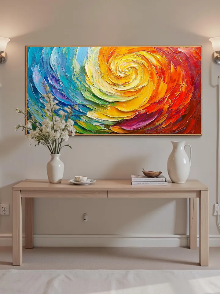Large Abstract Impasto Oil Painting, Textured Swirl Art, Colorful 3D Wall Art, Original Modern Art, Canvas Wall Art, Home Decor, Office Art