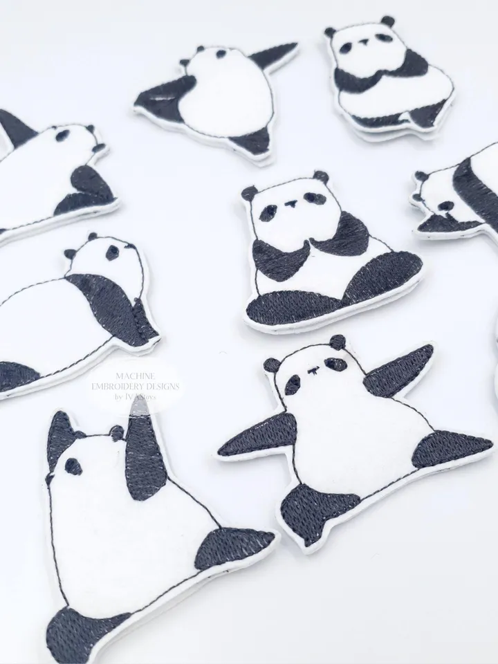 ITH Kids Yoga Panda Finger Puppet Embroidery Design Set, Mindful Activity Toy with Play Guide, 4x4 5x7 Hoop File