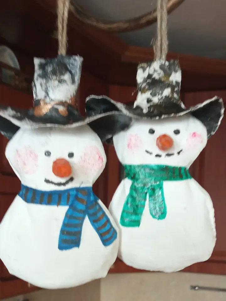 Set of snowmen for Christmas trees or home decor indoor Handmade Free shipping