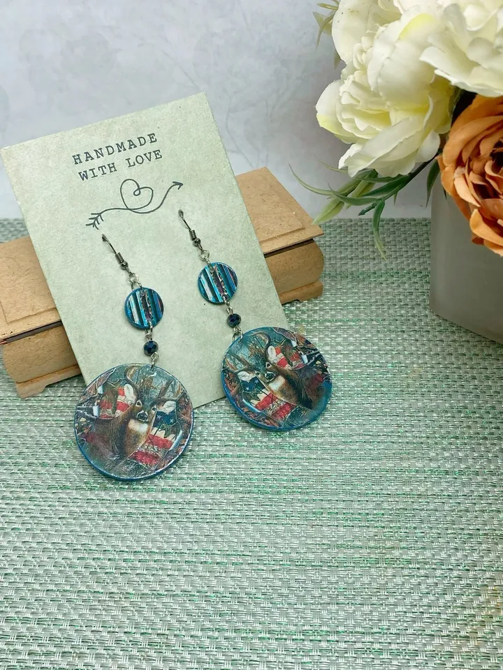 Original handmade earrings. Handmade jewelry. Author's earrings. Handmade. Earrings with deer.