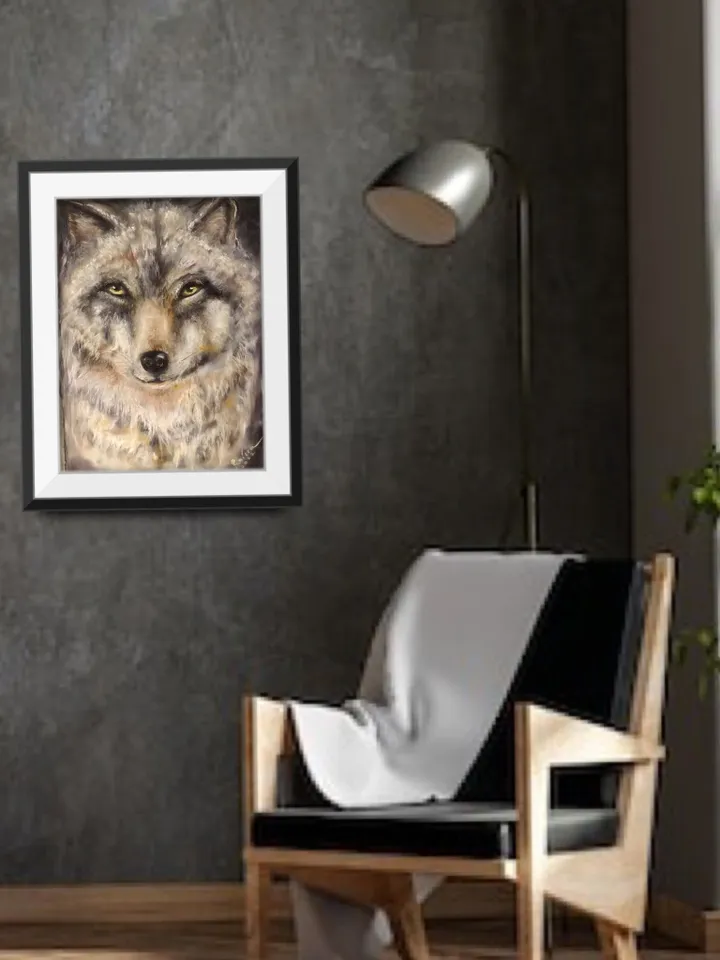 Wolf painting,original soft pastel painting on pastelmat ,wild animals painting,unique gift for animal lovers,wall hanging,kids room decor