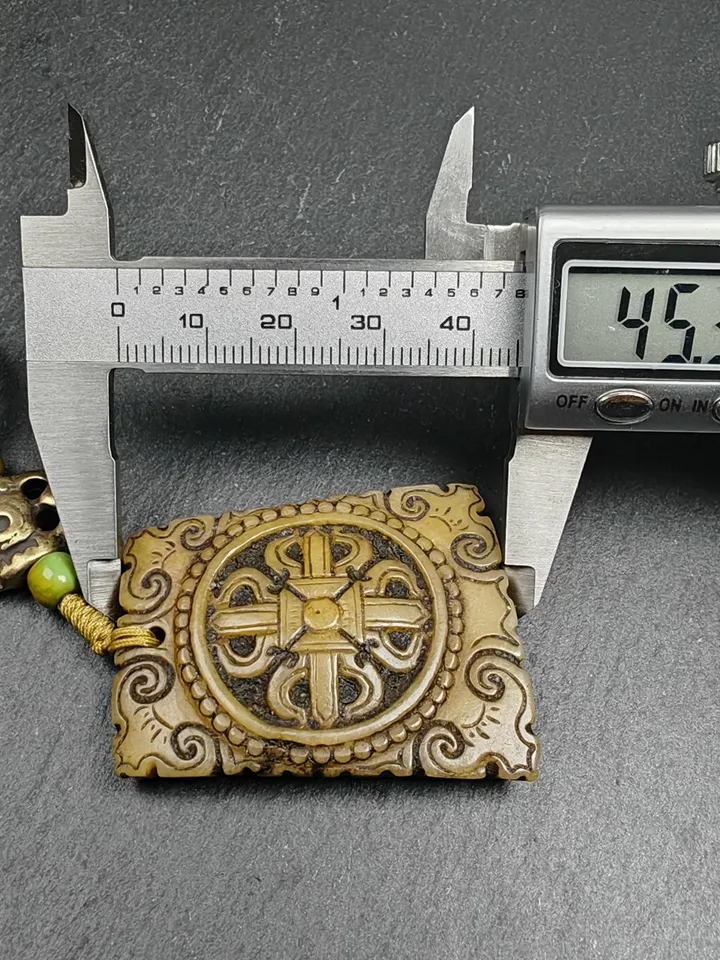 Authentic Cross Vajra Mandala Kapala Pendant,Gandhanra Old Tibetan Amulet,45mm × 36mm