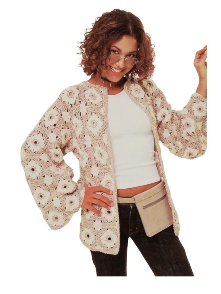 Cardigan crochet pattern, flowers motifs crochet cardigan , summer cardigan pdf