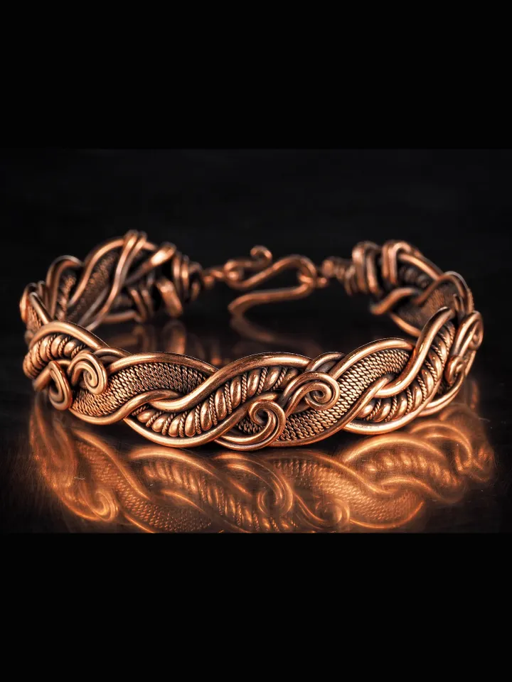 Unique handmade copper wire wrapped bracelet for woman Woven wire copper jewelry Wire wrap art copper jewelry Handmade