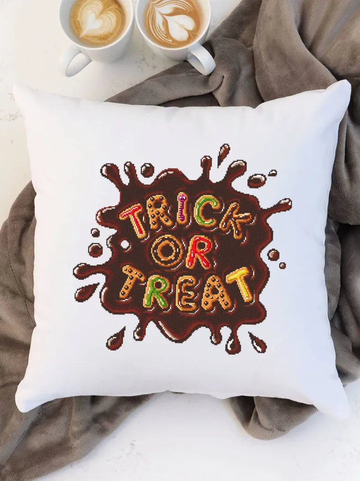 Candy letters trick or treat cross stitch pattern download PDF, Halloween quotes cross stitch, Halloween pattern digital PDF Home decor #H50
