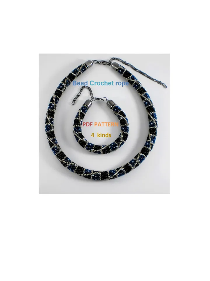Bead Crochet Necklace Bracelet patterns, Rope bead crochet, pattern seed beads, DIY, bead jewelery, Instant Download, PDF patterns
