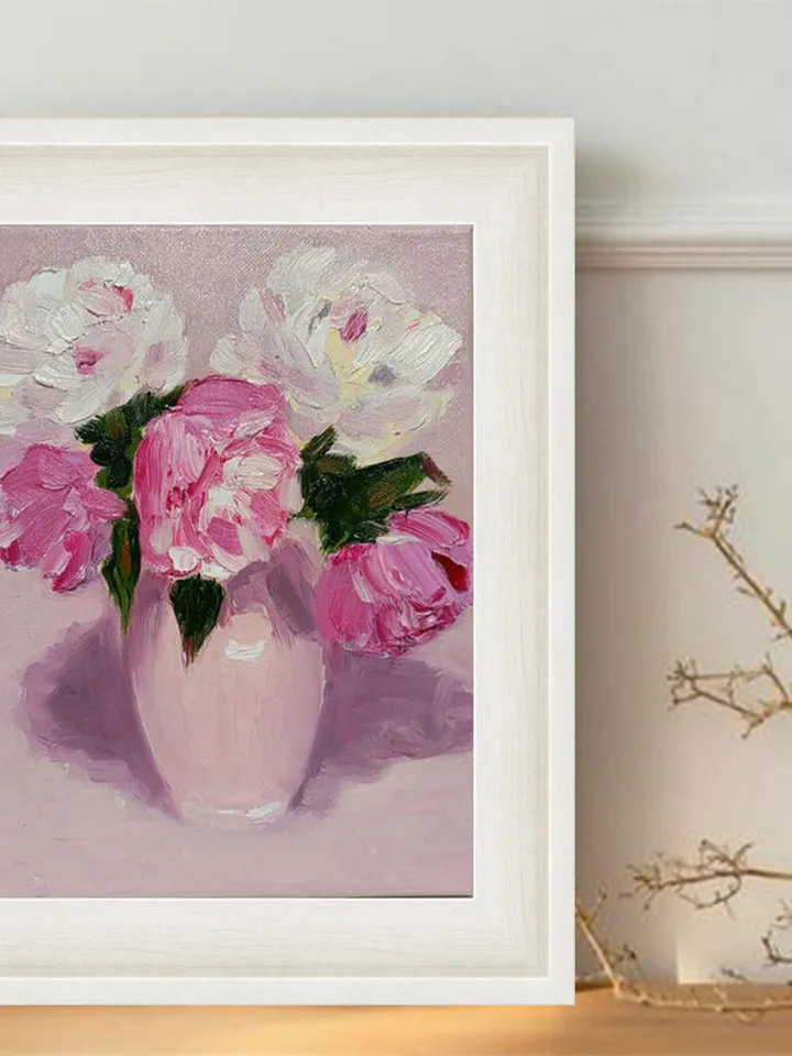 Peonies Painting Original Art Impasto Oil Painting Canvas Painting