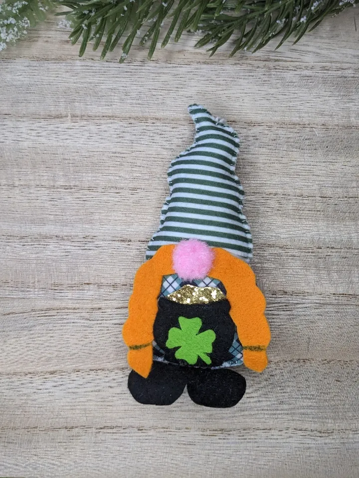 Holiday Gnomes, Felt Christmas Tree Decorations, Scandinavian Gnome, Green gnome, Clover, St. Patrick's Day,  Set 3 toy