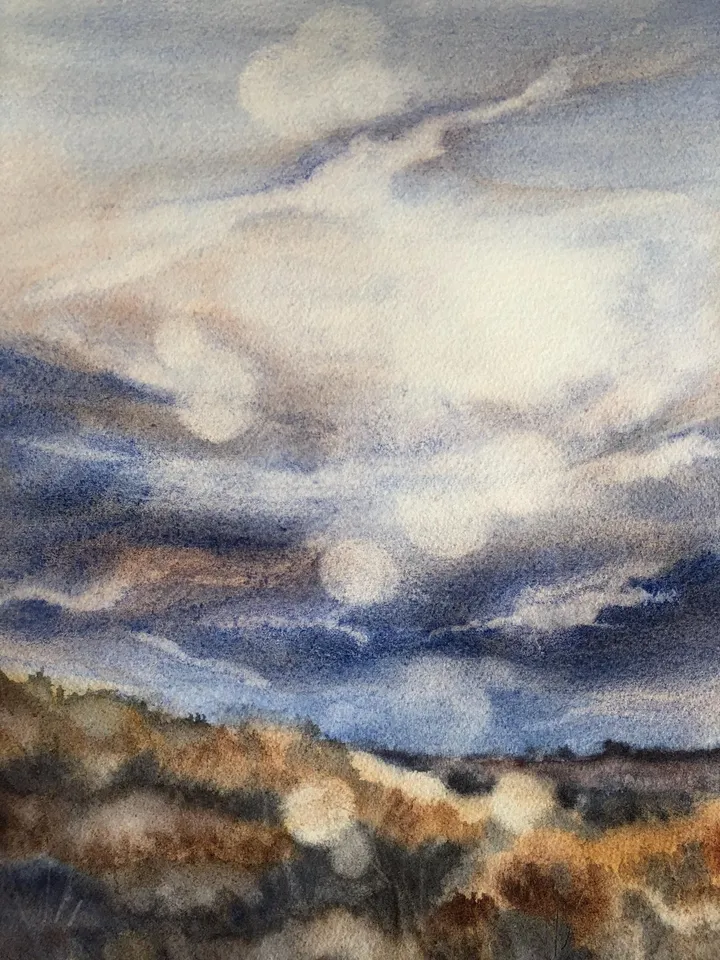 Landscape Original Watercolor Painting Autumn Painting
