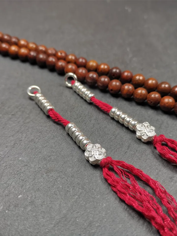 Gandhanra Handmade 5mm Sterling silver Tibetan Buddhist Prayer Bead Counters for 6-15mm Mala,Lucky Knot Pendant