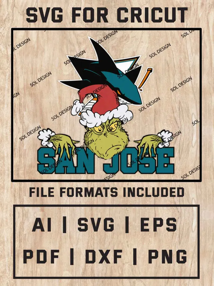 Grinch San Jose Sharks SVG, NHL Logo SVG Design, NHL San Jose Sharks SVG, NHL Sharks Cricut, Christmas Svg, Grinch svg, Digital Download