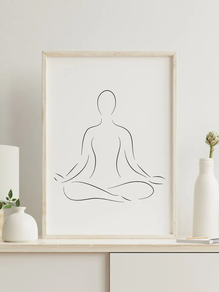 Yoga Wall Art, Yoga Pose, Lotus Yoga Pose, Lotus Pose, Yoga Art Print, Yoga Design, Yoga Line Art, Yoga Poster, Yoga Pose, Yoga Studio Decor